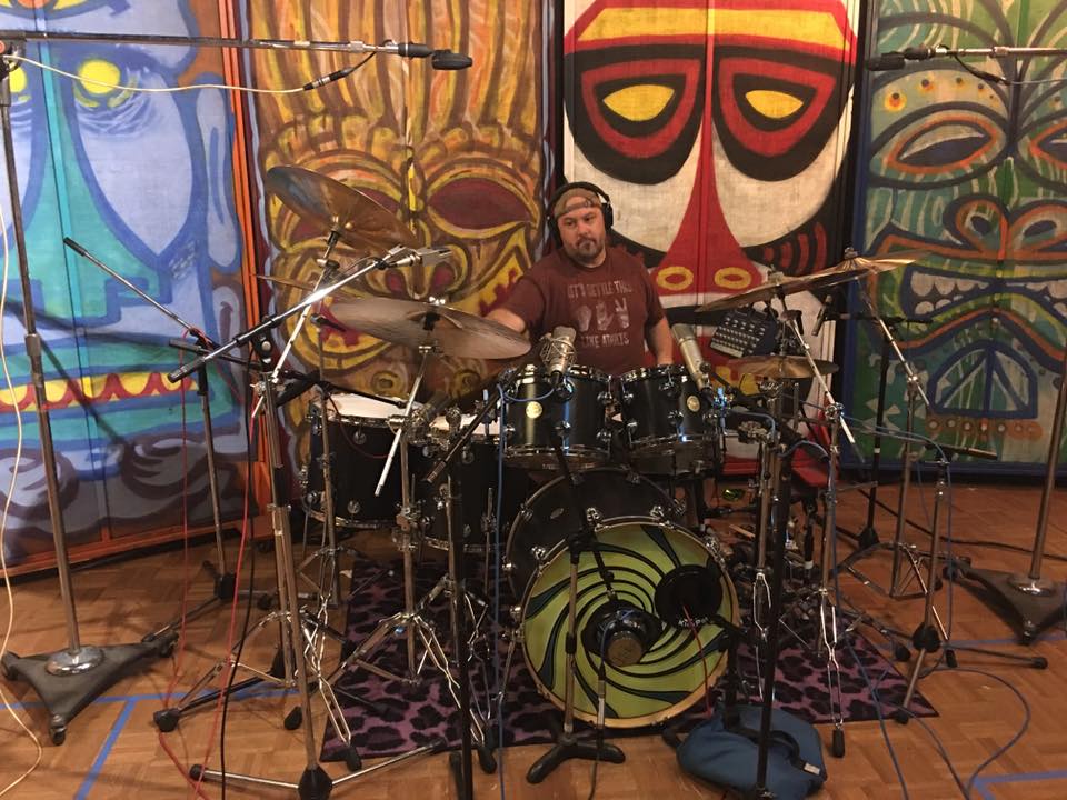 Adam Idell tracking drums on the Defection sessions  (11-21-15)    photo by Troy Spropoulos