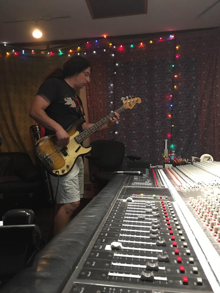 Troy Spiropoulos tracking bass on the Defection sessions (1-9-2016)  photo by Steve Ornest