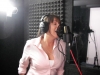 Gina Spiropoulos tracking vocals for "Day Brightener" from the Assumption sessions  (7-15-12)  photo by Troy Spiropoulos